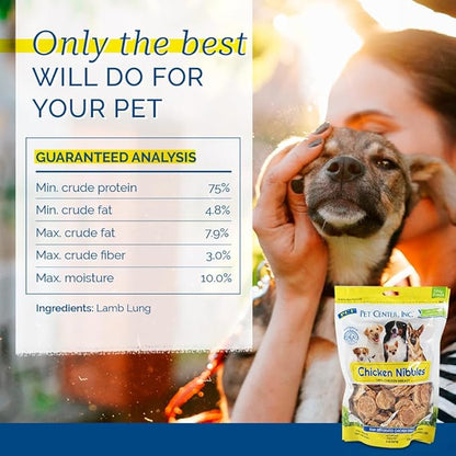 PCI Pet Center Inc. - Chicken Nibbles Dog Treat – 100% Real Raw Dehydrated Chicken Breast Bites for Small, Medium & Large Dogs - 1 lb