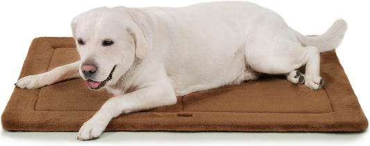 Made4Pets Dog Crate Pad Bed for Extra Large Dogs, Washable & Reversible, Anti-Slip Kennel Mat for Cozy Sleeping, Soft Fluffy Dog Bed for Indoor & Outdoor Use, 48"x30", Brown