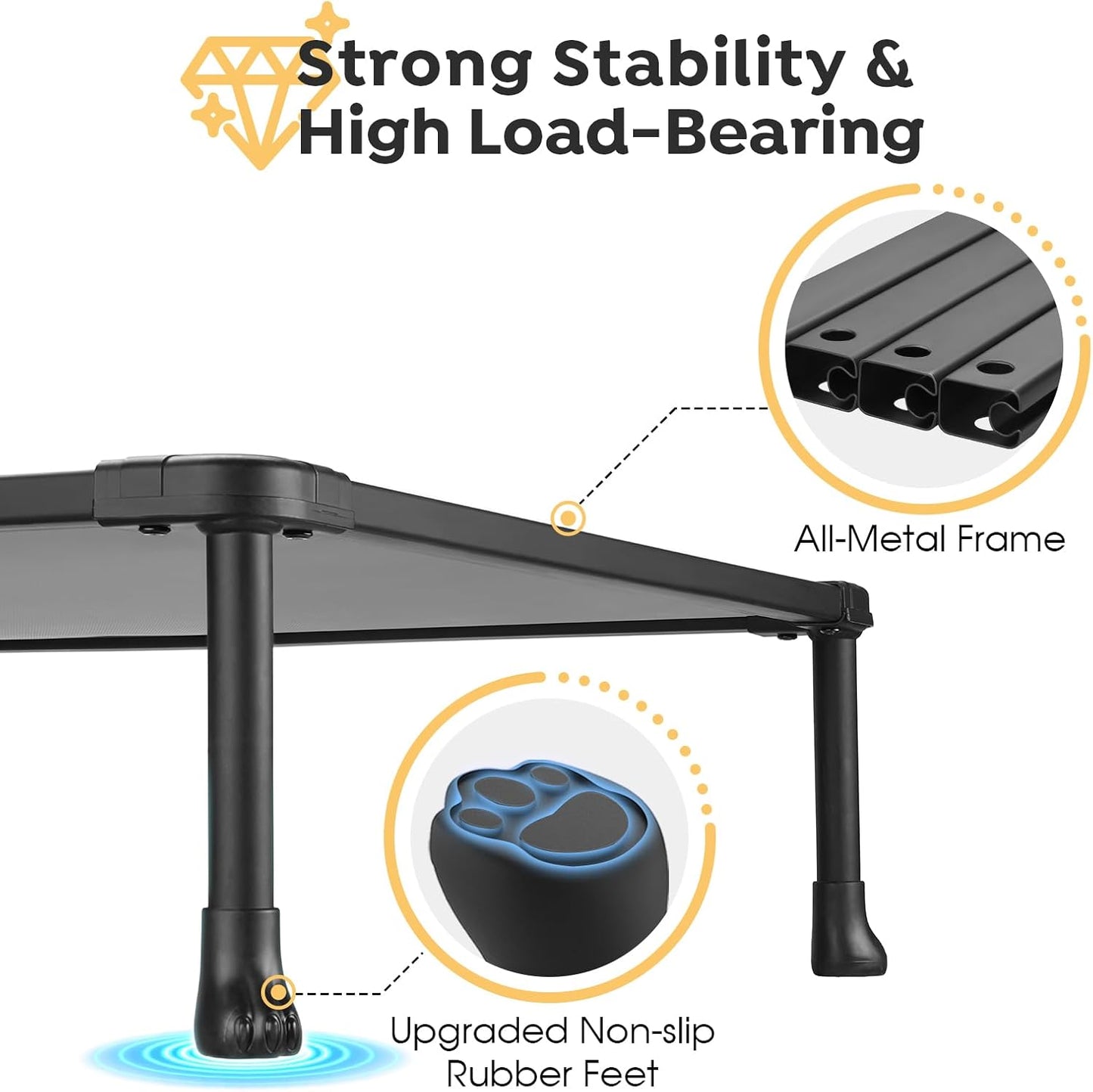 Veehoo Chew Proof Dog Bed, Non-Chewable Cot for Large Dogs, Anti-Scratch Durable Hammock Raised Place for Training Platform, Outdoor Cooling Off Ground, CWC2420ACP