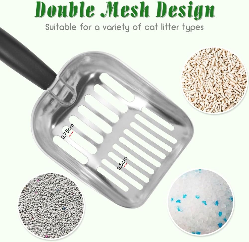 Cat Litter Scoop -Metal Cat Litter Scoop-Sturdy Mesh Scooper - Mesh Shovel-Easy to Clean - Suitable for Cat Litter Box -Black