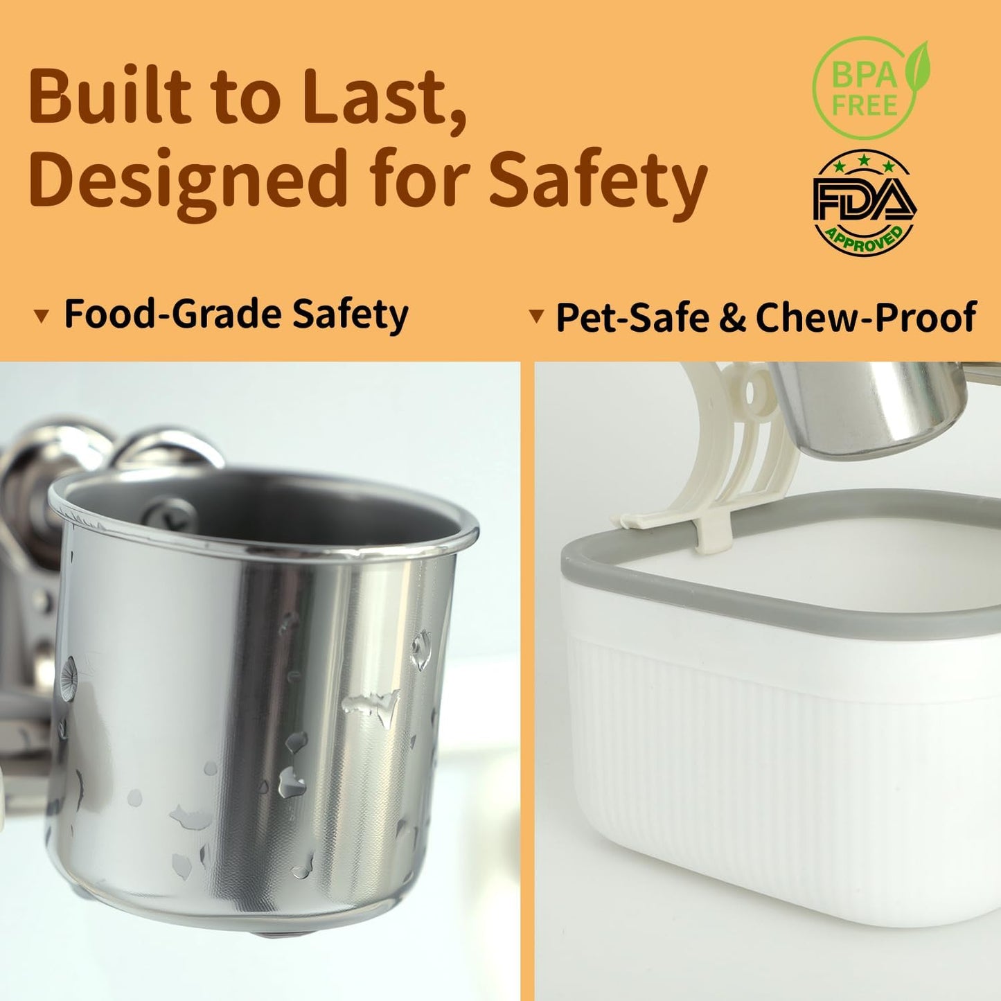 Bird Desktop Training Stand with Detachable Stainless Steel Double Bowls Feeder-Portable Bird Perches Stand with Detachable Base for Parakeets, Lovebirds&Medium-Sized Birds, Parakeet Cage Accessories