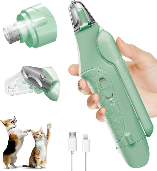 Dog Nail Clippers & Cat Nail Clipper with Catcher, 2 in 1 Dog Nail Trimmers & Grinder with Light for Large Small Dogs Cats,Silent Groom Pro Claw Trimmer, Rechargeable Dogs Nails Grinder Quiet