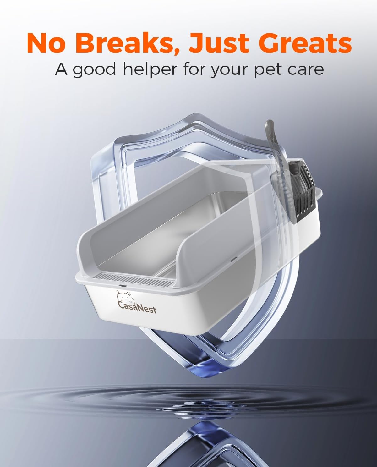 XXXL Stainless Steel Cat Litter Box 28.1''×20.5'' × 10.1” Extra Large Metal Cat Litter Box for Big, Multi Cats, Anti-Leakage & Non-Stick Metal Pan, Easy to Clean, Durable (Light Grey