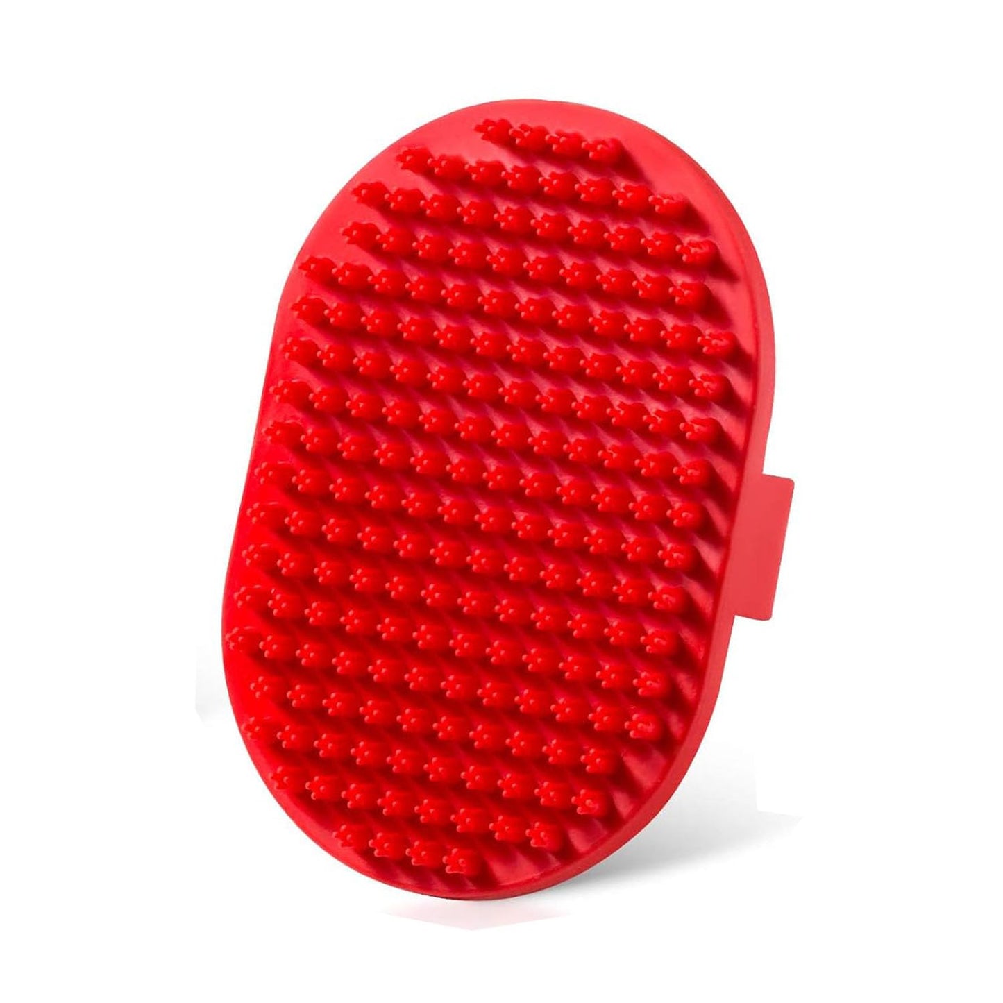 Lilpep Dog Bath Brush, Rubber Pet Shampoo Brush with Silicone Bristles for Massaging Grooming, Removing Short Haired Dogs Cats Shedding, Tangles and Dead Undercoat(Red, plum brush)