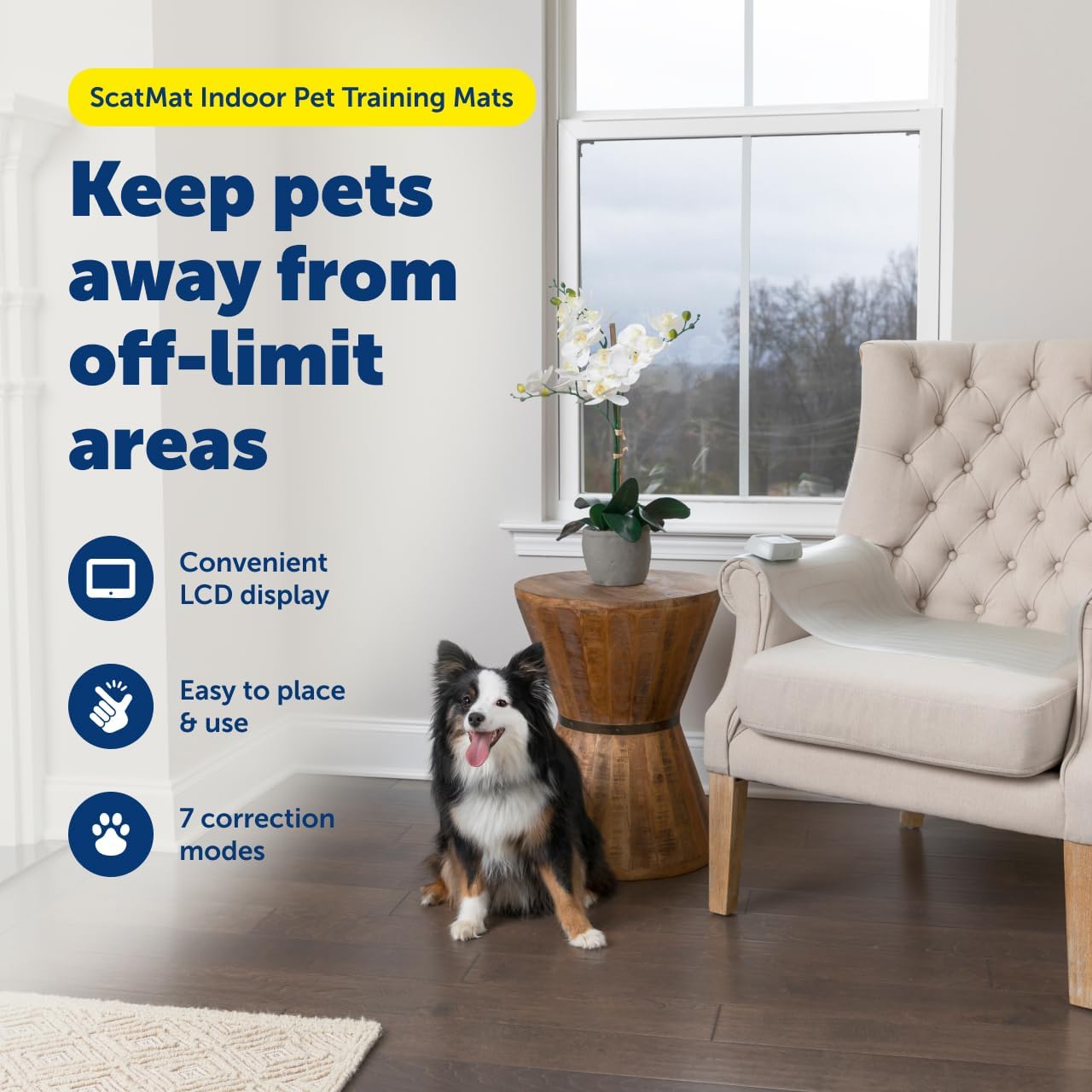 PetSafe ScatMat Indoor Pet Training Mats - Helps Prevent Furniture Climbing - Adjustable Correction Mat - Touch-Activated Design - LCD Pet Mat Controller - Battery Operated - Medium, 30" x 16"