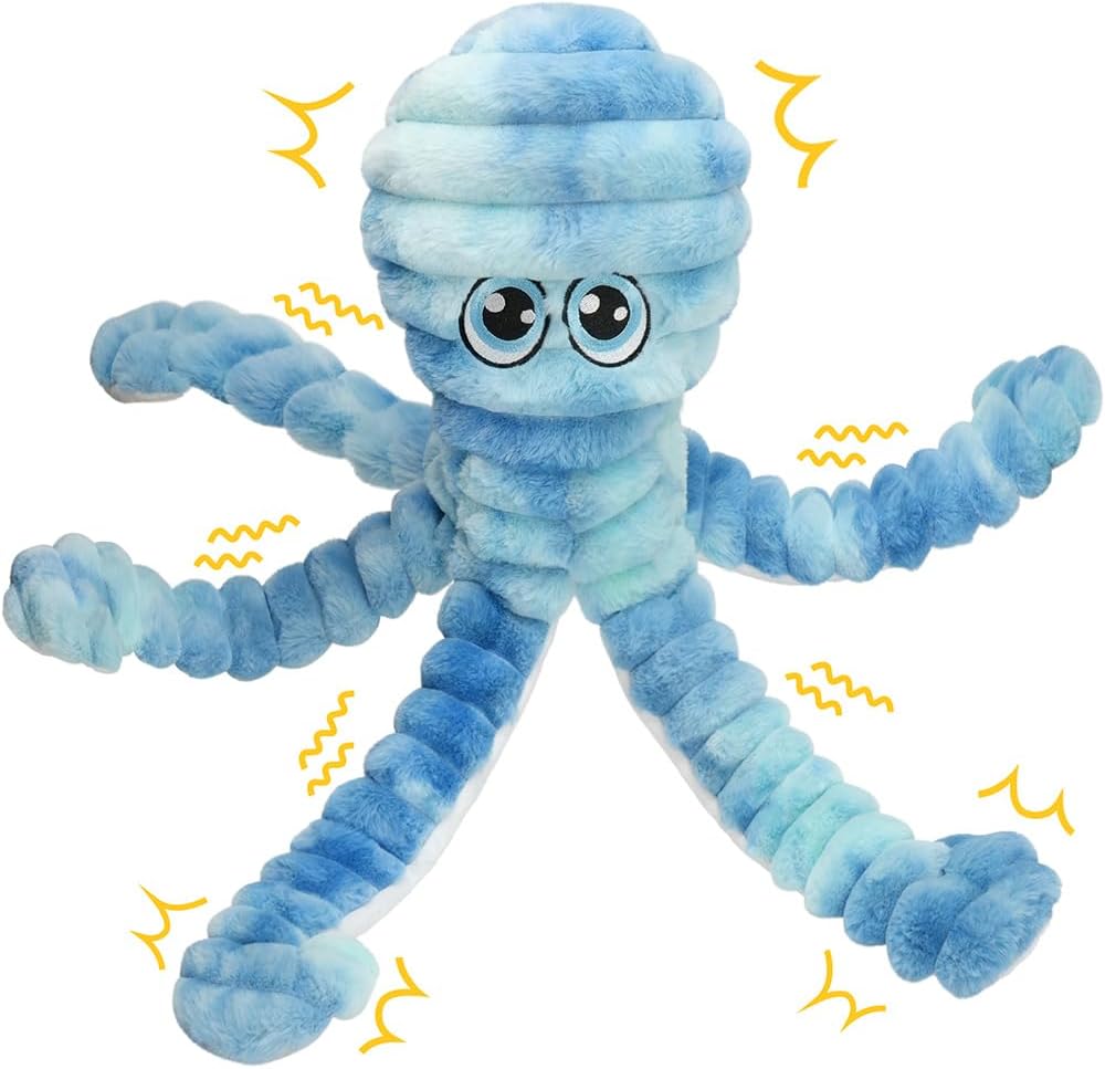 Prime Pets Dog Toys for Large Dogs, 27“ Extra Large Plush Octopus Dog Toy, Crinkle Squeaky Dog Toys to Keep Them Busy, Interactive Tug of War Pet Toy for Small Medium Large Breeds, Tie-dye Blue