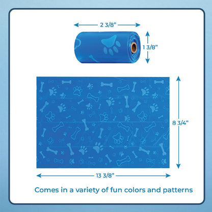 Best Pet Supplies Dog Poop Bags (240 Bags) for Waste Refuse Cleanup, Doggy Roll Replacements for Outdoor Puppy Walking and Travel, Leak Proof and Tear Resistant, Thick Plastic - Blue (Unscented)