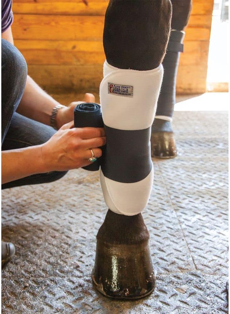 Dura-Tech Tekno-Dri No Bow Leg Wraps for Horses | Size 12" | Enhanced with Tekno-Dri | Sweat-Absorbing | Ideal for Stall Wrapping & Trailering | 30" Long | Sold in Pairs