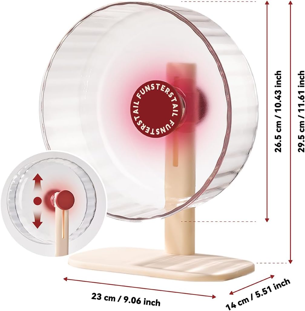 Super Silent Hamster Wheel 10.4 Inch, Magnetic Large Rat Wheel for Chinchilla, Gerbil, Guinea Pig, Cat, Mouse, Sugar Glider and Dwarf, Syrian Hamster Accessories (Tomato Red)