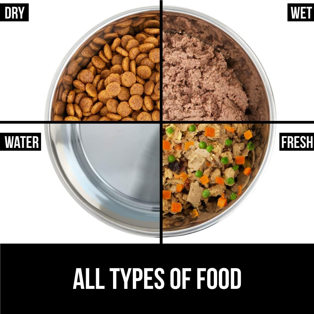 GORILLA GRIP Set of 2 Dog Bowls, Heavy Duty Metal Food and Water Bowl for Feeding Dogs and Cats, Dishwasher Safe, Rust Resistant Stainless Steel, BPA Free Rubber Base, Holds 1 Cup (8 fl oz), Beige