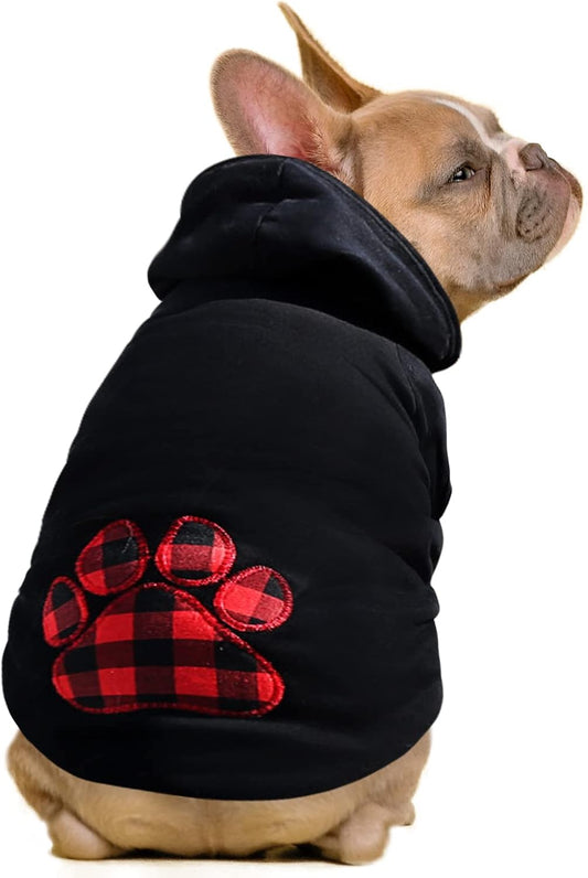 SAWMONG Dog Hoodie,Flannel Pet Hooded Sweater with Hat Puppy Pullover Sweater Shirt,Dog (Black,M)