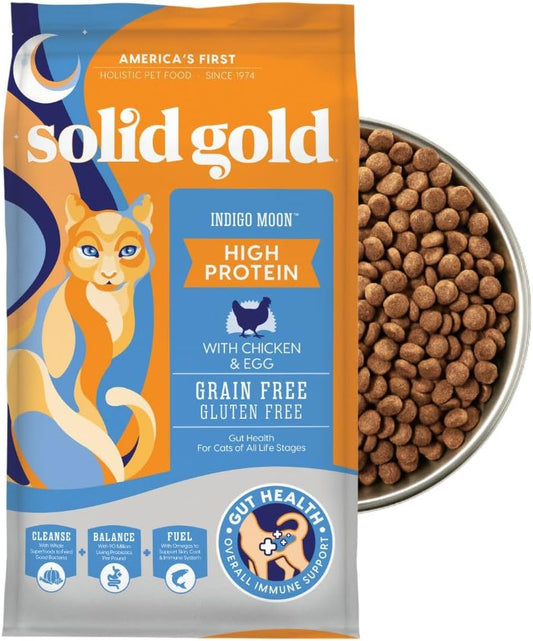 Solid Gold High Protein Dry Cat Food - Grain Free & Gluten Free Chicken Cat Dry Food w/Probiotics for Gut Health & Digestion - High Fiber & Omega 3 - Low Carb Superfood Kibble for Cats All Ages -12LB