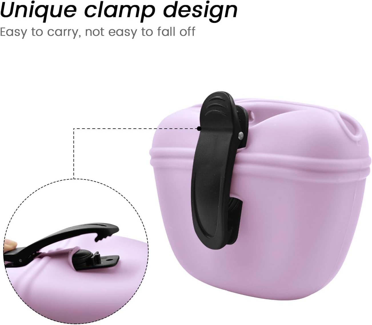 AUDWUD Silicone Dog Treat Pouch,With Dog Training Clicker,Clip on Portable Training Container,Convenient Magnetic Buckle Closing and Waist Clip