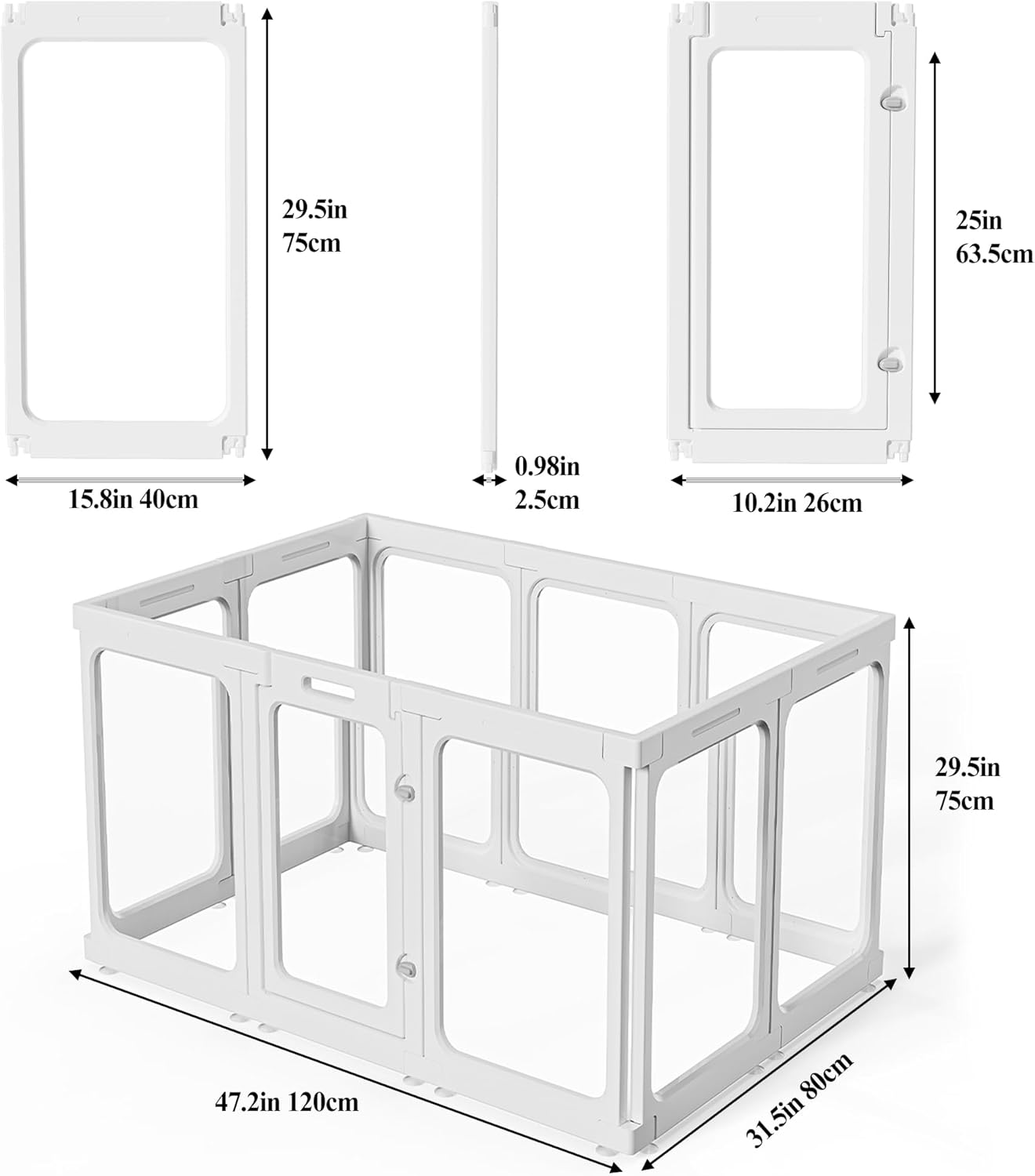Clear Acrylic Dog Playpen with Door, for Puppy Cat Rabbit Transparent Pet Pen, Dog Playpen Indoor, Dog Fence, Easy Assemble & Cleaning Dog Pen for Small & Medium Dogs (29.5“ Height, 10PCS)