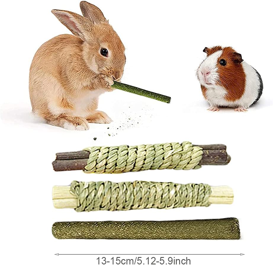 Rabbit Toys, 3 Types Hamster Chew Toys for Teeth Grinding, Improve Dental Health, Best Bunny Toys for Rabbits, Guinea Pigs, Chinchillas, Hamsters