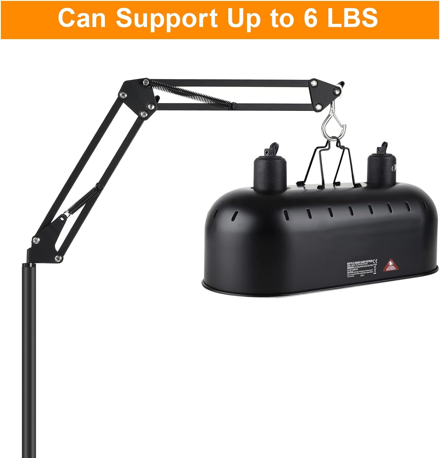 Reptile Lamp Stand Reptile Light Stand (15.7inch to 74.3inch) with 360° Adjustable Swing Arm, Heat Lamp Holder for Bearded Dragon Turtles Snake and Chicks