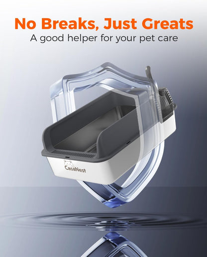 XXXL Stainless Steel Cat Litter Box 28.1''×20.5''× 10.1” Extra Large Metal Cat Litter Box for Big, Multi Cats, Anti-Leakage & Non-Stick Metal Pan, Easy to Clean, Durable (Black