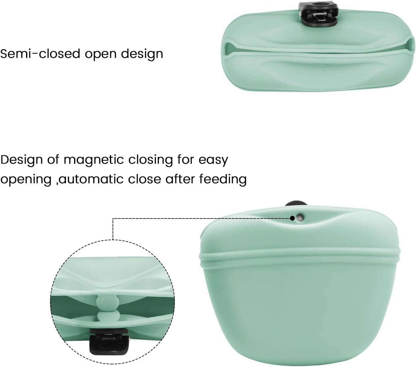 AUDWUD Silicone Dog Treat Pouch,with Dog Training Clicker,Clip on Portable Training Container,Convenient Magnetic Buckle Closing and Waist Clip