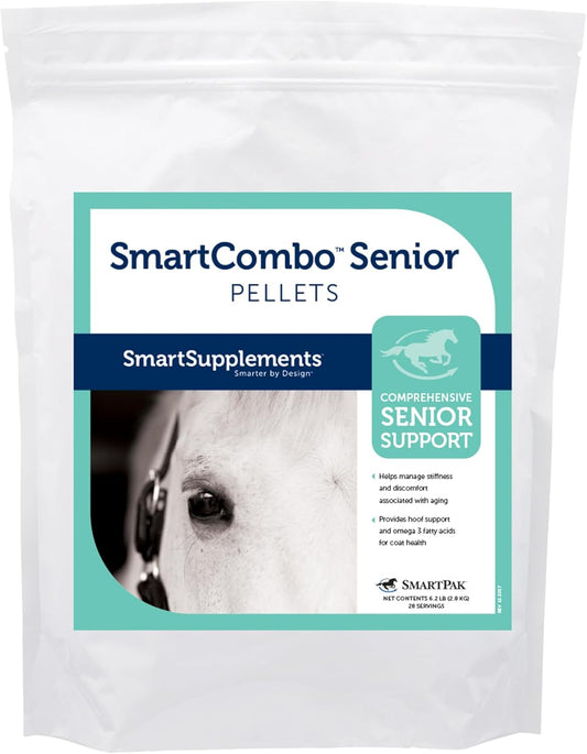 SmartCombo Senior Pellets | Joint, Hoof, Skin, and Coat Supplement For Senior Horses | Contains Glucosamine, Hyaluronic Acid, MSM, Devil's Claw, Biotin, and More | 28 Servings | 6.2 lb Bag