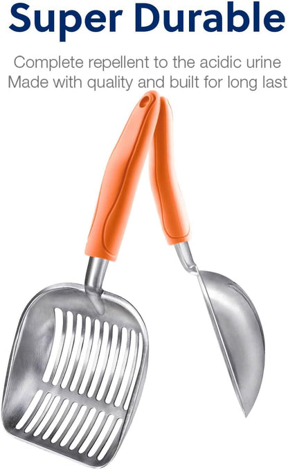 WePet Cat Litter Scoop, Aluminum Alloy Sifter, Kitty Metal Scooper, Deep Shovel, Long Handle, Poop Sifting, Kitten Pooper Lifter, Durable, Heavy Duty, for Litter Box