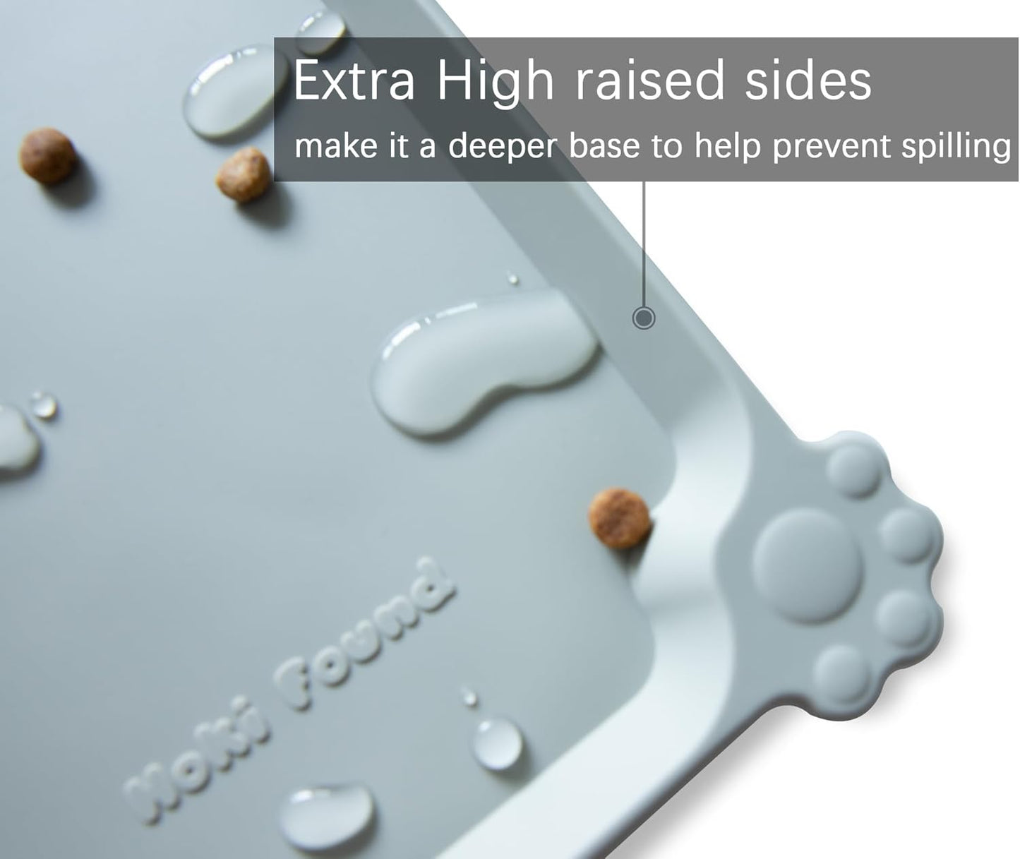 Hoki Found Large Silicone Pet Food Mats Tray - Non Slip Pet Dog Cat Bowl Mats Placemat - Dog Pet Cat Feeding Mat - Waterproof Dog Cat Food Mats -Pet Water Mats for Floors - Battleship