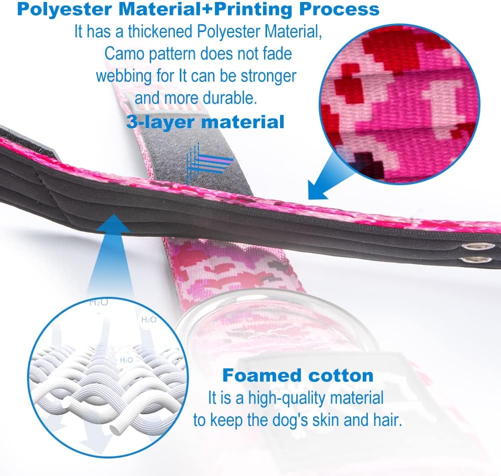 TSPRO Tactical Dog Collar 1.25 Inch Wide Thick Dog Collars with Heavy Duty Metal Buckle, Durable, Strong, Adjustable for Small Dogs (Camo Blue S)