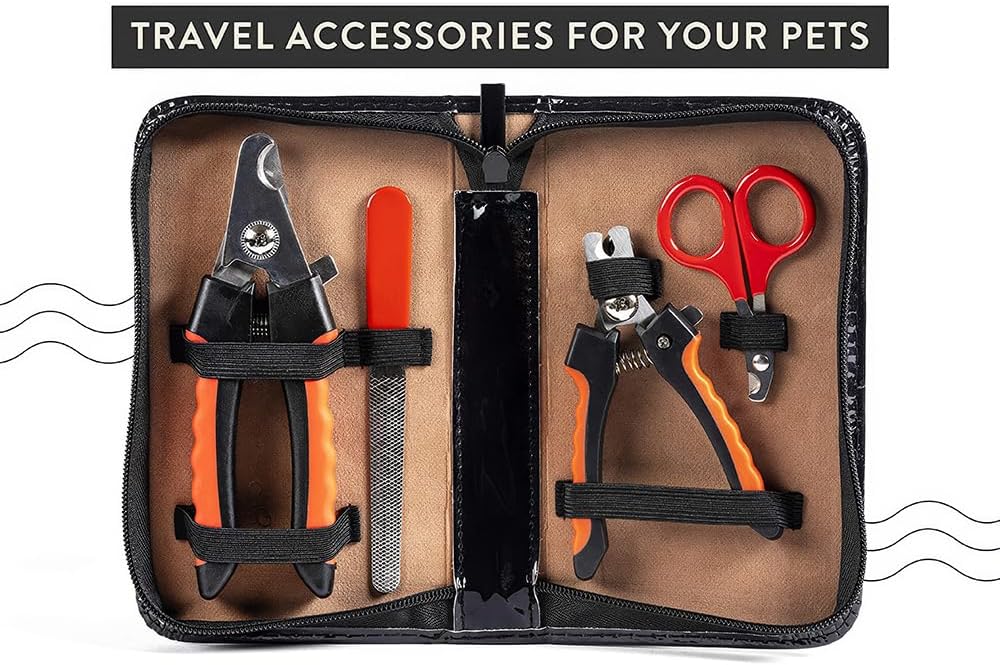 Pet Care Pedicure Kit for Dogs, Cats, Birds and Reptiles - Nail Clippers, File and Scissors Style Clippers Plus Case (2 Miller's Forge Nail Clippers, Small Scissors Style Clipper and One Nail File)