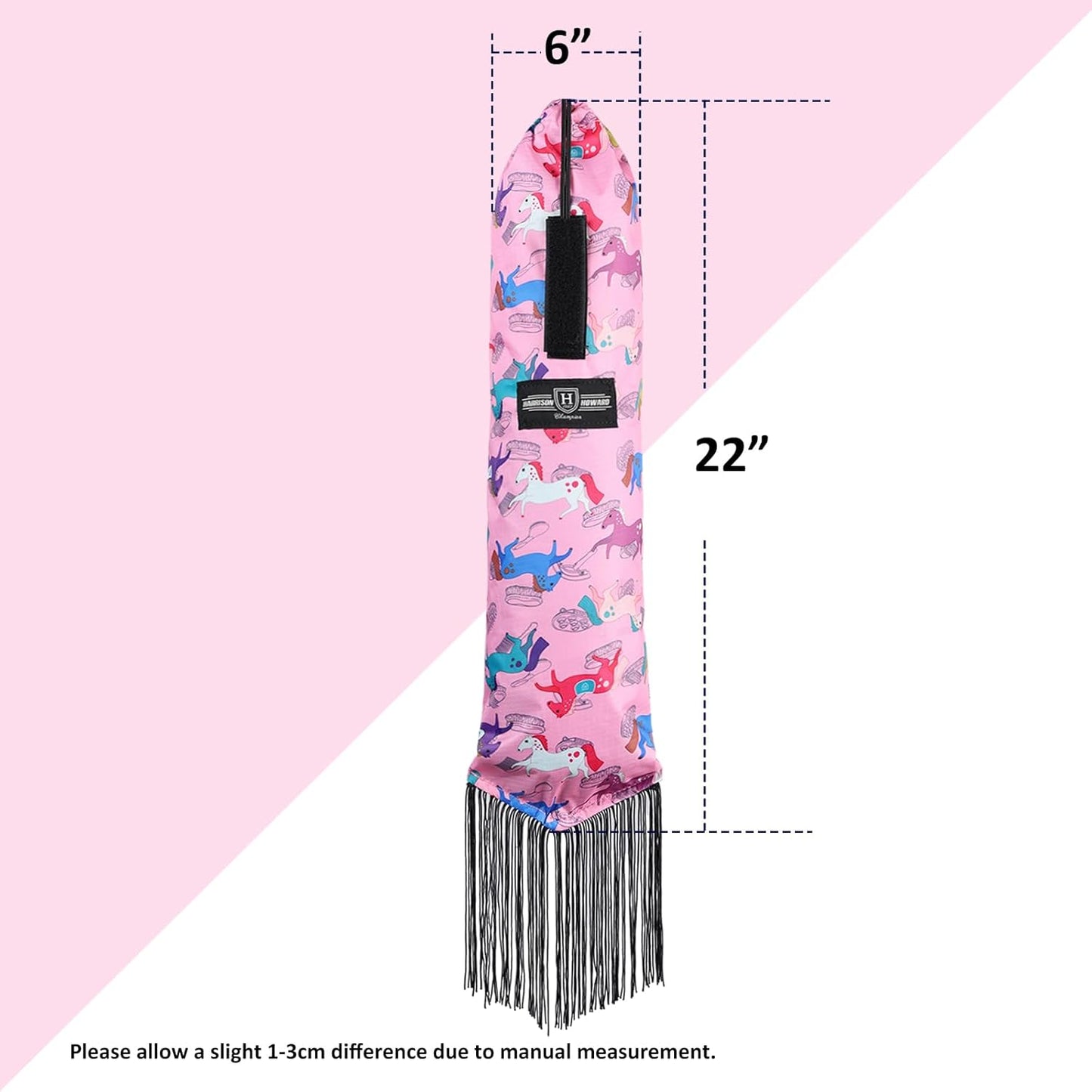 Harrison Howard Smooth Lightweight Adjustable Fastener Nylon Horse Tail Bag with Fringe