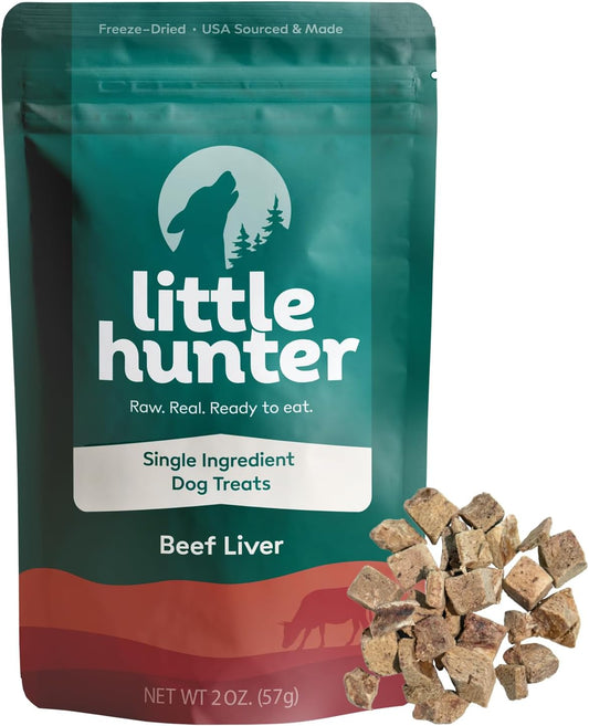 Little Hunter Freeze Dried Dog Treats - Beef Liver - Raw Single Ingredient Beef Liver Dog Treats for Snacks, Training, Dog Food Toppers - All Natural, Healthy Dog & Puppy Treats, 2 oz
