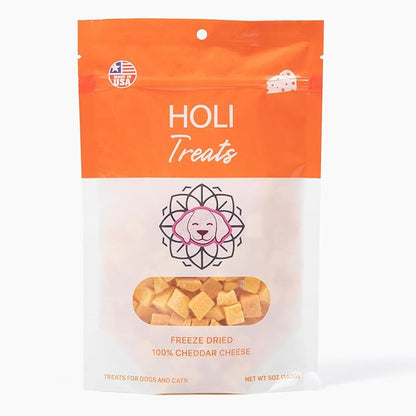 HOLI Freeze Dried Cheddar Cheese Dog Treats - 100% All Natural - Human Grade, Single Ingredient, Lactose Free - Grain Free, Gluten Free, Soy Free – (10 Ounce)