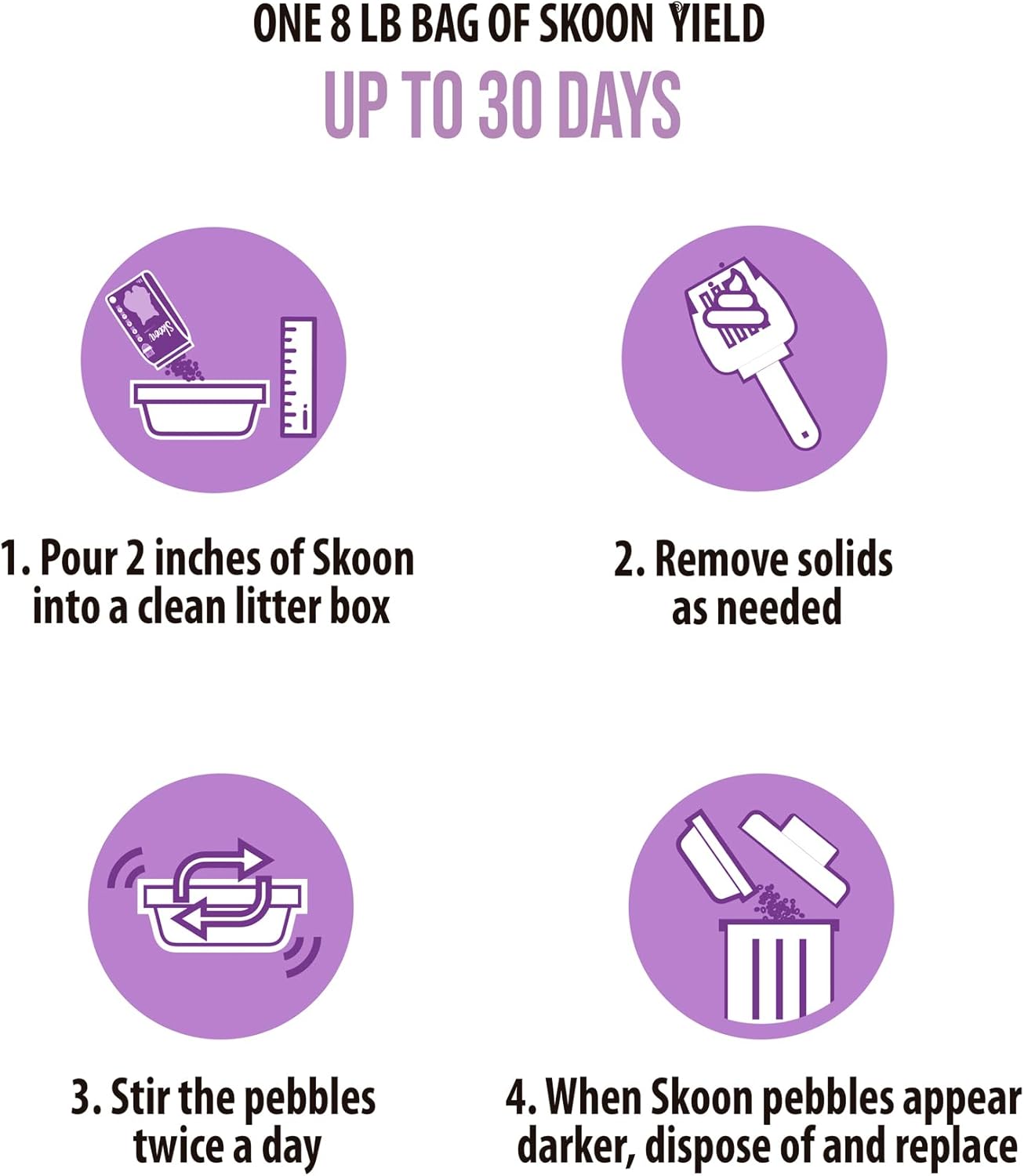 Skoon All Natural Cat Litter (1 Bag) - Lavender - Lightweight, Low Tracking, Non-Clumping Diatom Pebbles Absorb, Lock, and Seal Waste for Best Odor Control