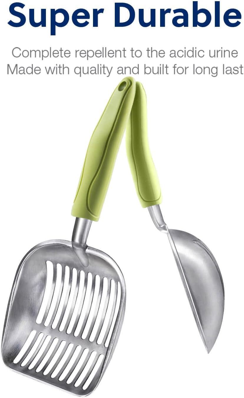 WePet Cat Litter Scoop, Aluminum Alloy Sifter, Kitty Metal Scooper, Deep Shovel, Long Handle, Poop Sifting, Kitten Pooper Lifter, Durable, Heavy Duty, for Litter Box