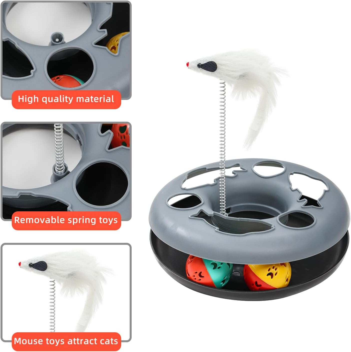 Cat Tunnel, Indoor Cat Toy, Roller Track Cat Toy, Collapsible S-Shaped Play Tube, 10.5 Inch Diameter Maze Cat House for Cats, Puppies, Rabbits, Ferrets, Cat Toy Gift Set, Grey