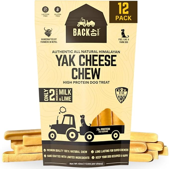 Yak Cheese Himalayan Dog Chews – Long-Lasting Natural Chews for Aggressive Chewers – 2-Ingredient, High Protein, Odorless, Dental Health Treats for Dogs (Large, 12 Pack)