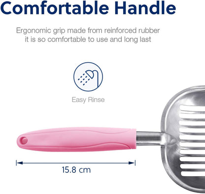 WePet Cat Litter Scoop, Aluminum Alloy Sifter, Kitty Metal Scooper, Deep Shovel, Long Handle, Poop Sifting, Kitten Pooper Lifter, Durable, Heavy Duty, for Litter Box