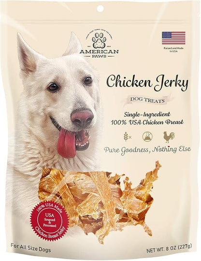 American Paws Chicken Jerky Dog Treats Made in USA All Natural (8 oz)