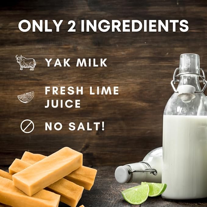 Yak Cheese Himalayan Dog Chews – Long-Lasting Natural Chews for Aggressive Chewers – 2-Ingredient, High Protein, Odorless, Dental Health Treats for Dogs (Large, 12 Pack)