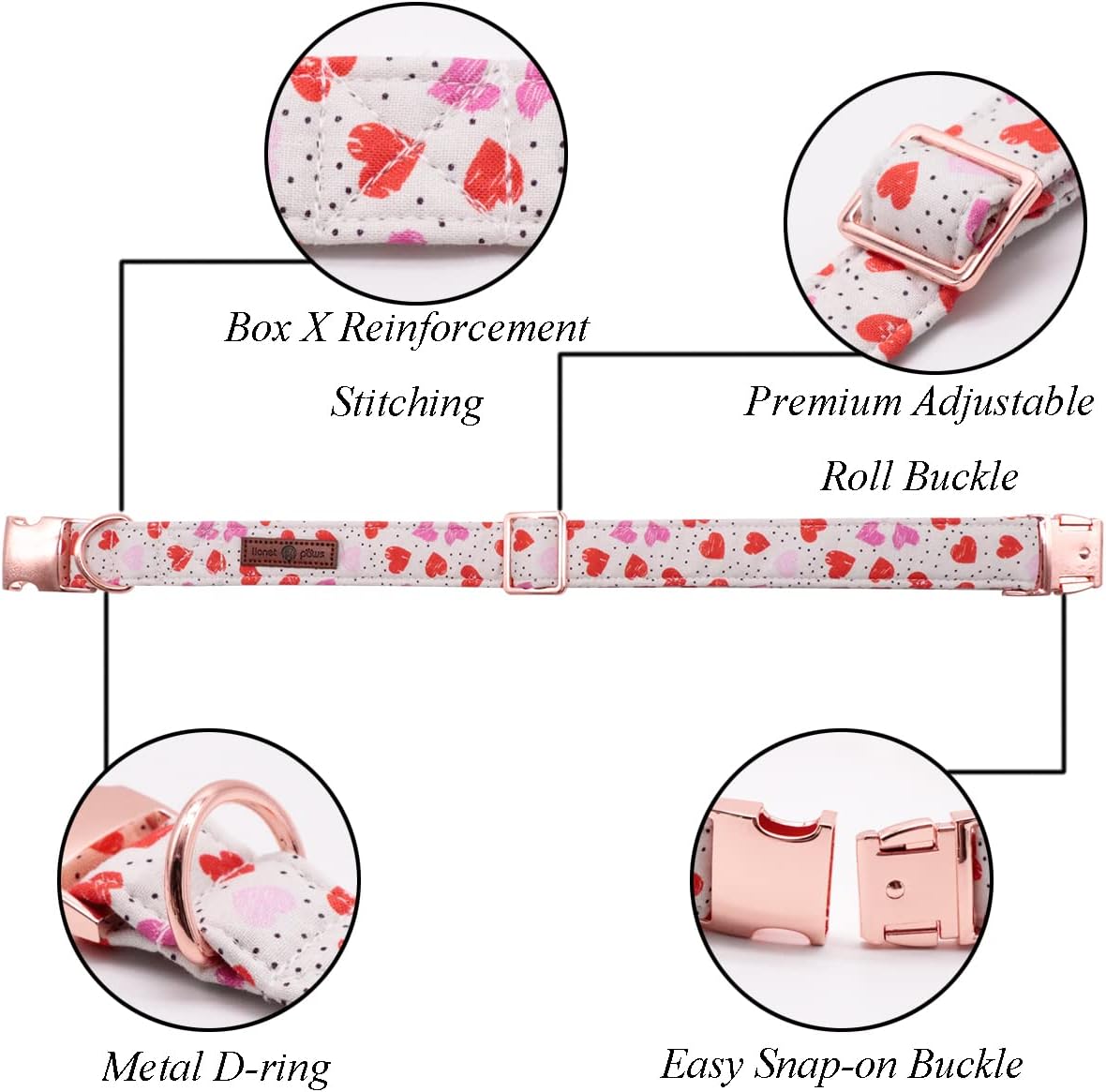 Lionet Paws Valentines Day Dog Collar with Bowtie, Dog Bowtie Collar with Metal Buckle for Dogs and Cats, Adjustable Comfortable Dog Collar Girl Boy Gift，XXS, Neck 7-11 in