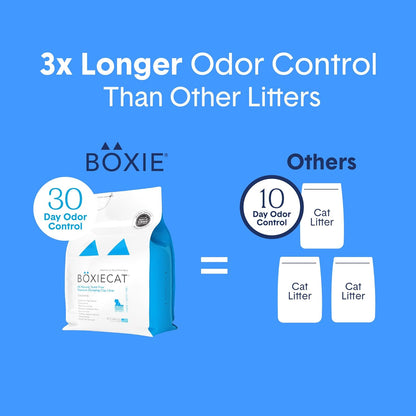 Boxie® Unscented 30 Day Odour Control Clumping Clay Cat & Kitty Litter 40 lb, 99.9% Dust-Free, Hard Flat Top® Clumps, No Fragrances No Fillers, Long-Lasting, Easy to Scoop
