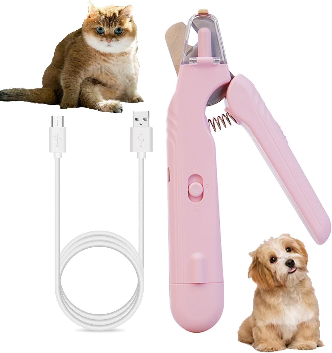 2 In 1 Pet Nail Clipper and Grinder, Professional Electric Rechargeable Pet Nail Fast Trimmer, Painless, Claw Care Grooming, Smoothing, Silent - Shockproof, For Small, Large Dogs &amp; Cats, upgraded