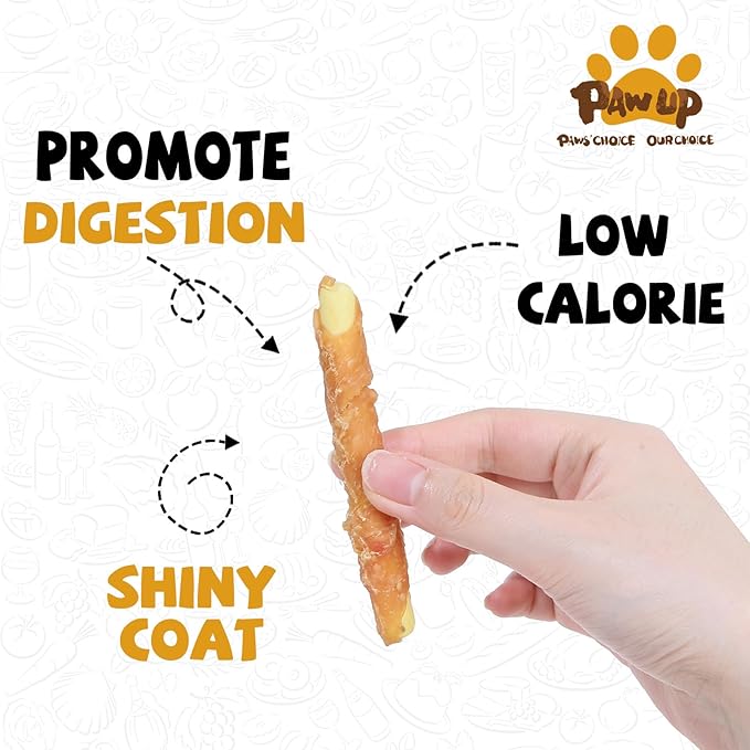 PAWUP Dog Treats Chicken Wrapped Biscuits Pumpkin Sticks, Rawhide Free Soft Chewy w/Taurine, Dog Training Treats,12.5 oz