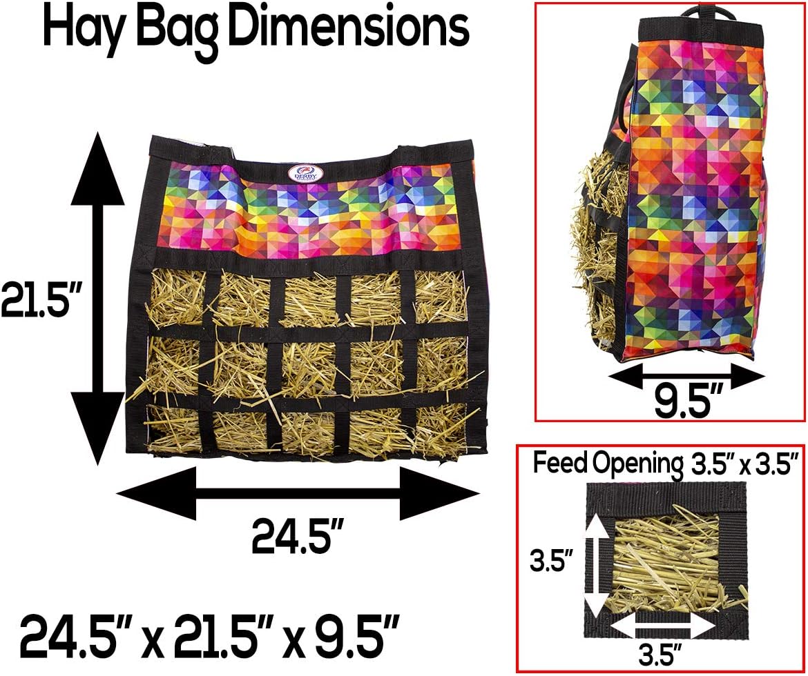 Derby Originals Scratchless Slow Feeder Horse Hay Bag with Super Tough Bottom and 6 Month Warranty (Purple with Charcoal Trim)