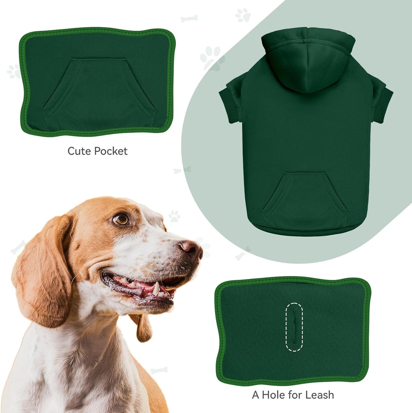 Dog Sweaters for Large Dogs Pet Sweater Solid Soft Brushed Fleece Dog Hoodie Clothes Pet Hoodie Sweatshirt with Pocket(Green-XXL)