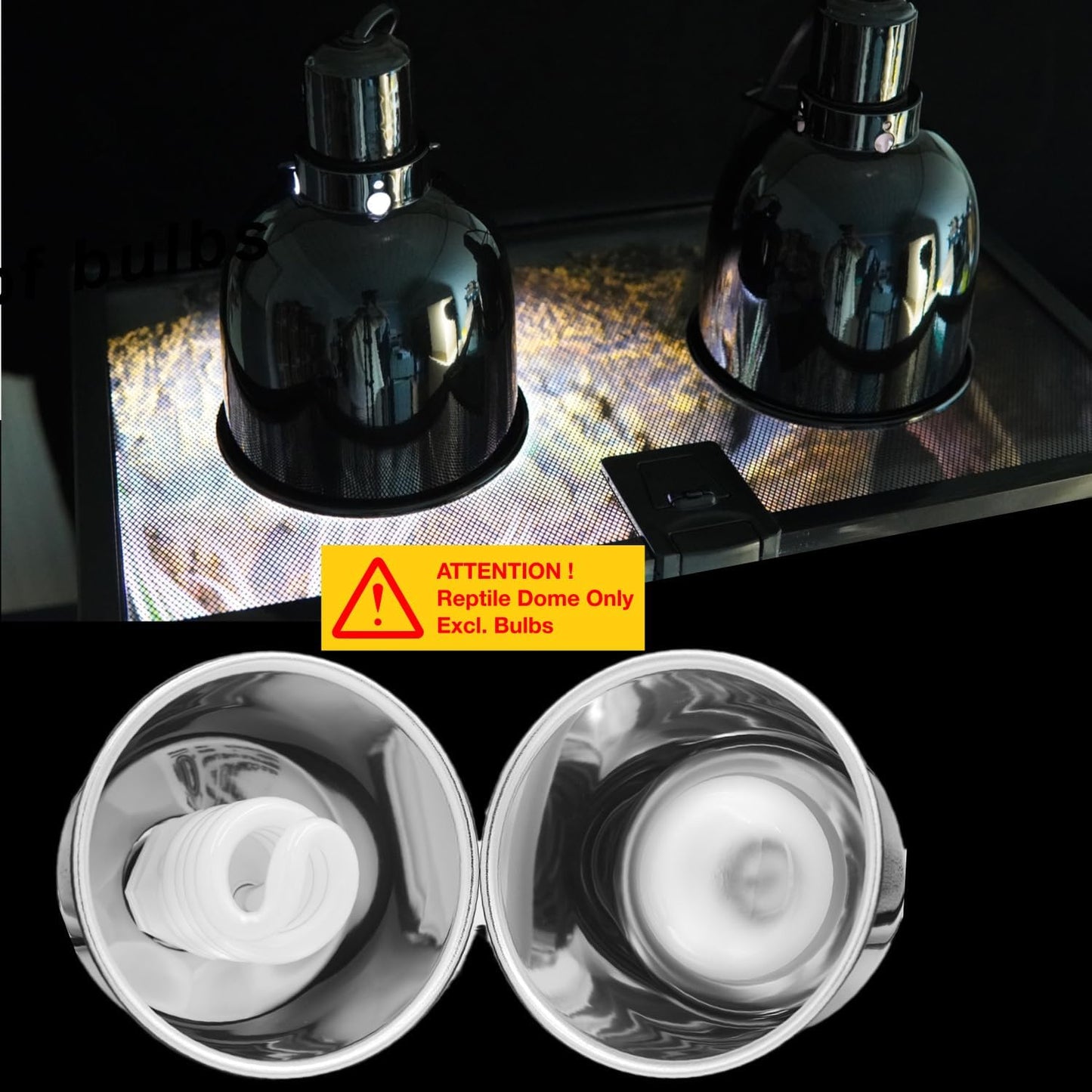 Reptile Light Fixture, 2-Pack 5.5'' Deep Dome for Reptile Light/Heat Lamp/UVB Light, Dual Heat Lamp Holder Fixtures