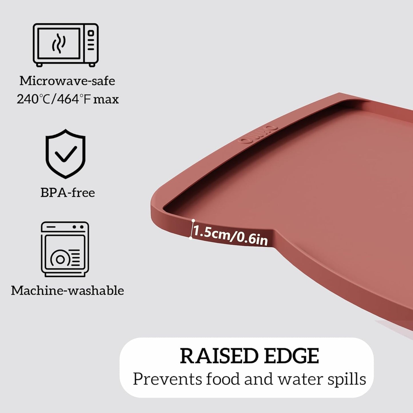 OHMO Dog Food Mat(Erythrinus, 24 * 15'') w/Residue Collection Pocket Silicone Pet Feeding Mat for Floor High Edges Anti Spills Waterproof Cat Water Bowl Tray, Easy Clean Placemat