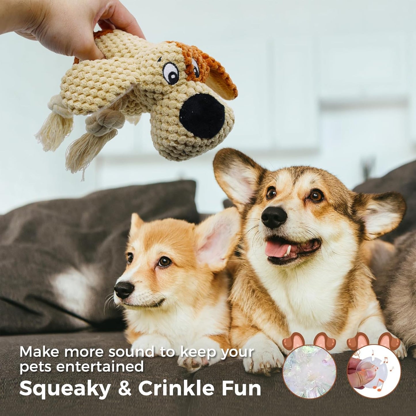 3 Pcs Dog Squeaky Toys, Squeaky Stuffed Toy for Dog, Puppy Chew Toys to Keep Them Busy Interactive Puppy Toys with Squeakers Stuffed Animal Pet Plush Toy (Green)