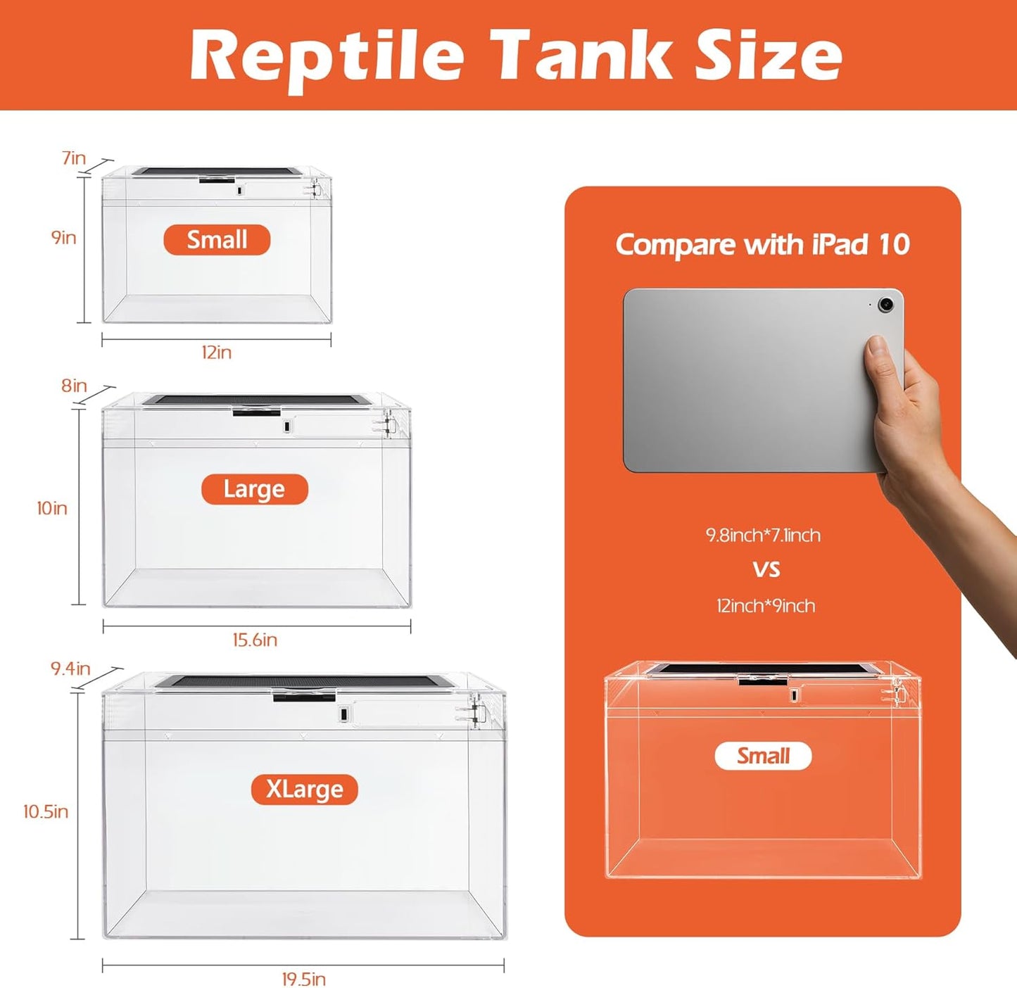 AZV Habitat Terrarium Enclosure,Small Reptile Tank with Bearded Dragon Hammock,Heat Lamp,Hide Cave for Small Reptiles,Amphibians,Lizard,Mantis,Spider,Leopard Gecko,Corn Snake,Turtle,Frog,Chameleons