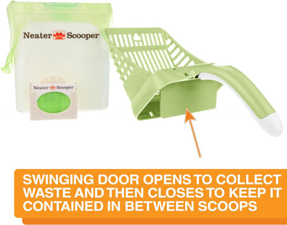 Neater Pet Brands Neater Scooper Standard Cat Litter Scoop, 195 Refill Bags – Mess-Free Cat Litter Scooper with Bag, Spill-Proof Kitty Box Sifter, Bin Doubles as Scoop Holder, For Single-Cat Household