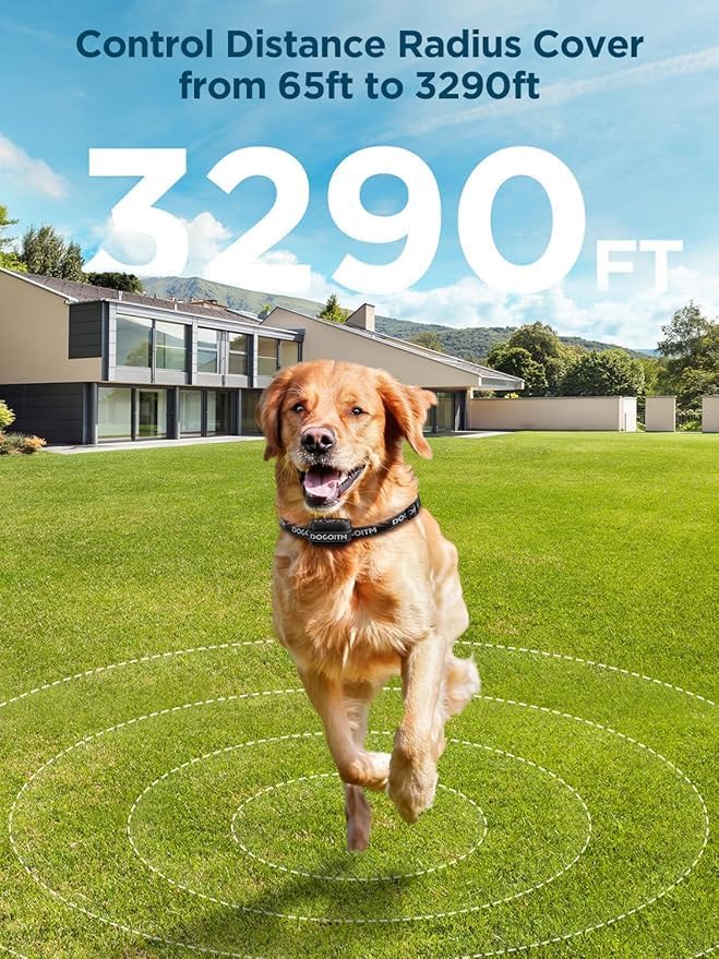 Wireless Dog Fence System, GPS Wireless Dog Collar with 3 Correction Mode, Pet Containment System with AI Smart Signal, Electric Dog Fence Collar for Outdoor Use