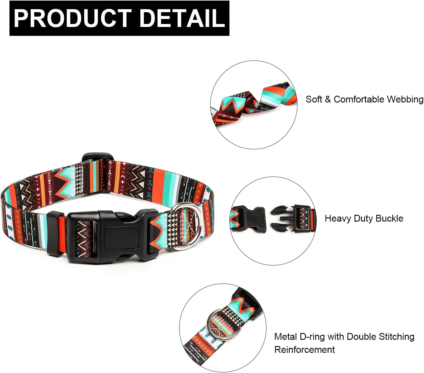 Mercano Adjustable Dog Collar - Special Design Patterns, Soft Nylon Comfortable Durable Pet Collar for Small Medium Large Dogs (XS, Tribal Green)